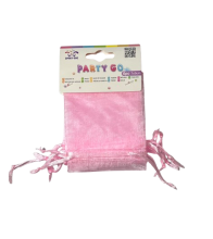 Maišelių dovanoms rinkinys 6vnt. 7x9cm., sutraukiami, organza rožinės spl.