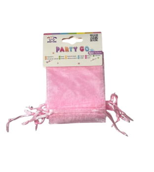 Maišelių dovanoms rinkinys 6vnt. 7x9cm., sutraukiami, organza rožinės spl.