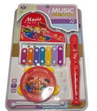 Muzikiniai instrumentai Metalofonas+būgnas+dūdelė