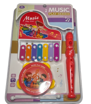 Muzikiniai instrumentai Metalofonas+būgnas+dūdelė