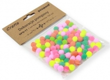 Dekoracija pomponai DPO-17 FLUO MIX 120vnt.,1cm, PENWORD