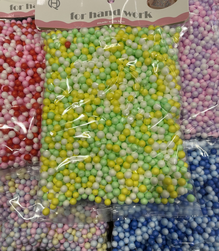 Polistirolo kamuoliukai 7mm įvairių sp.