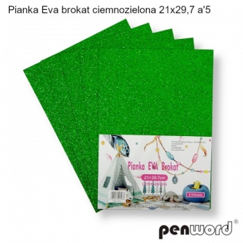 Putgumės lakštų rinkinys A4 5l. žalios spalvos su blizgučiais