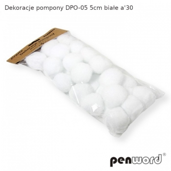 Dekoracija pomponai BALTI 30vnt. 5cm
