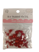 Karoliukai vėrimui įv. dydžių balti, raudoni 15gr