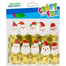 Kalėdinė dekoracija-segtukai Santa10 vnt. CRAFT-FU