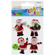 Kalėdinė dekoracijа-lipdukai iš filco Craft-Fun Santa Claus 4 vnt