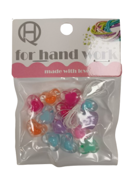 Karoliukai širdutės spalvotos, apyrankių pynimui