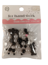 Karoliukai įv. dydžių juodi, balti 4-12mm, 15gr