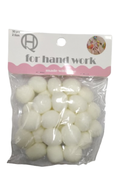 Pomponai vanilės  spalvos 2.0cm 30vnt