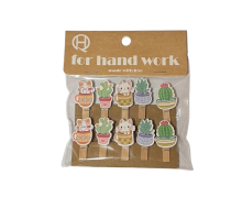 Mediniai segtukai su kačiukais ir kaktusais 10vnt