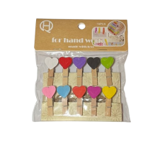 Mediniai segtukai su širdutėmis 3.5cm 10vnt