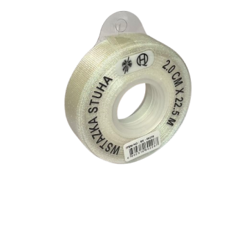 Juostelė atlasinė balta blizgi 2.0cm x 22,5m