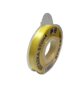 Atlasinė juostelė 10mm x 22,5m šv.geltonos sp.