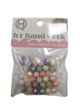 Karoliukai vėrimui įvairių pastelinių sp.9x10mm.15g