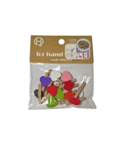 Mediniai segtukai su širdutėmis įv. sp. 3.0cm 12vnt