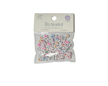 Karoliukai vėrimui balti su skaičiais 4x7mm 15gr