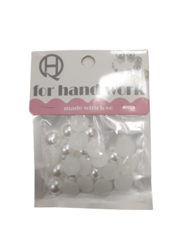 Karoliukai dekoratyviniai perliukai puselės 14mm 22vnt. baltos sp