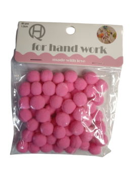 Pomponai ružavos sp.1.5cm 60 vnt
