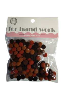 Pomponai margi įv. spalvų 1.0cm 120 vnt