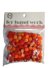 Pomponai margi įv. spalvų 1.0cm 120 vnt