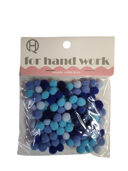 Pomponai margi įv. spalvų 1.0cm 120 vnt