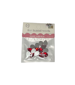 Kristalai lašeliai veriami raudonos sp.10x14mm 15vnt