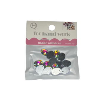 Kristalai ovalūs įvairiaspalviai 10x14mm 15vnt