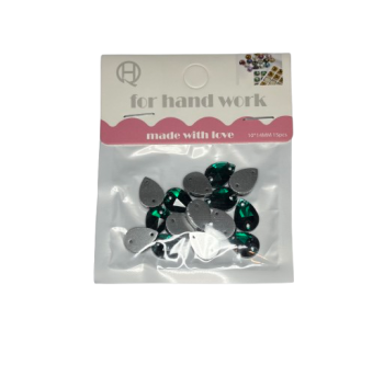 Kristalai lašo formos smaragdo sp.10x14mm 15vnt