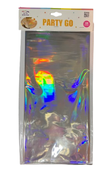 Šventinė staltiesė celofaninė sidabrinė 137x274cm 1 vnt