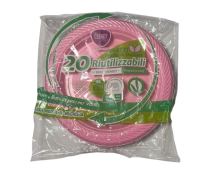 Lėkštės vienkartinės plastikinės ružavos sp. 20vnt