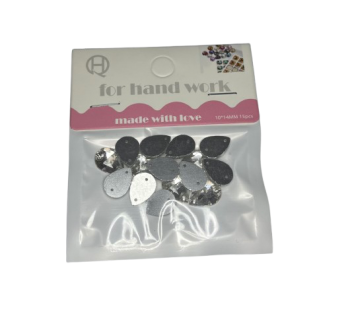 Kristalai lašo formos baltos sp.10x14mm 15vnt