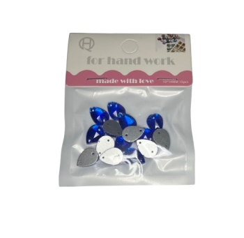 Kristalai lašo tamsiai mėlynos sp.10x14mm 15vnt