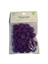 Pomponai violetinės sp.su blizgučiais 2.0cm 25 vnt