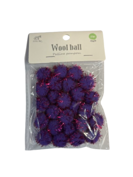 Pomponai violetinės sp.su blizgučiais 2.0cm 25 vnt