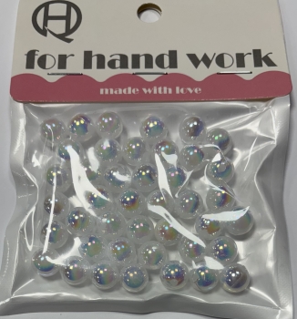 Karoliukai apvalūs 10mm balti perlamutriniai