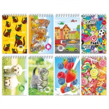 Bloknotas, A7, 40 lapų, langeliais, 70gsm, su spirale viršuje