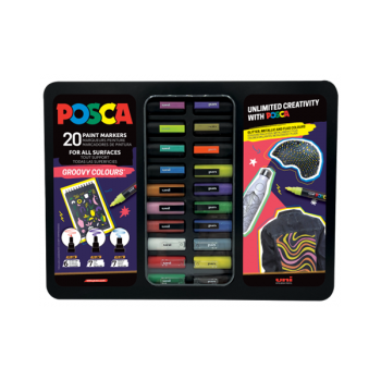Markerių - žymeklių rinkinys POSCA 20vnt. metalinėje dėžėje