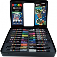 Markerių - žymeklių rinkinys POSCA 20vnt. metalinėje dėžėje
