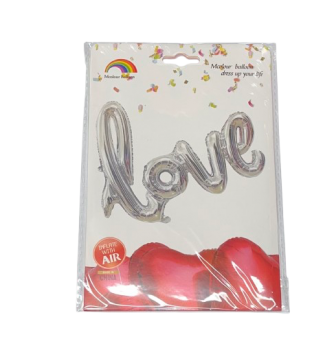 Balionas folijos LOVE sidabro sp.