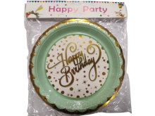 Lėkštė popierinė Happy Birthday 10vnt 23cm