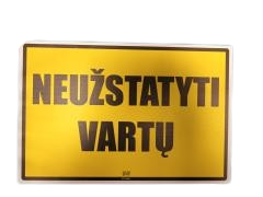Lentelė Neužstatyti vartų, geltona 200x300mm