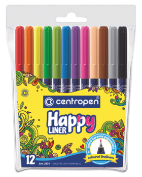 Flomasteriai Centropen Happy Liner 0,3mm 12spalvų
