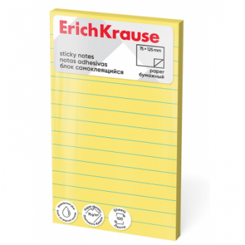 Lipnūs lapeliai užrašams ErichKrause, 100 lapelių, su linijomis,125*75mm