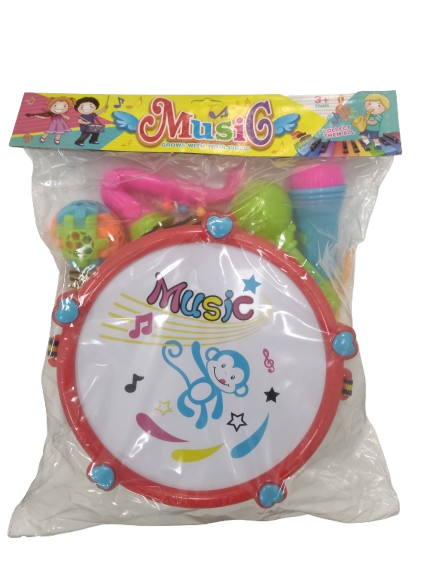 Būgnas su muzikiniais instrumentais