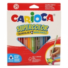 Pieštukai spalvoti Carioca Supercolor tribriauniai 3 mm 24 vnt