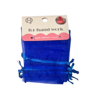 Maišelių dovanoms rinkinys 6vnt. 7x9cm., sutraukiami, organza mėlynos sp.