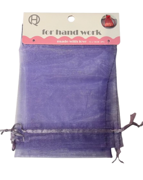 Maišelių dovanoms rinkinys 4vnt. 13x18cm., sutraukiami, organza violetinės  sp