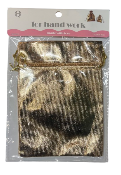 Maišelių dovanoms rinkinys 2vnt. 13x18cm., sutraukiami, organza auksinės sp