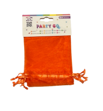 Maišelių dovanoms rinkinys 6vnt. 9x11cm., sutraukiami, organza oranžinės sp